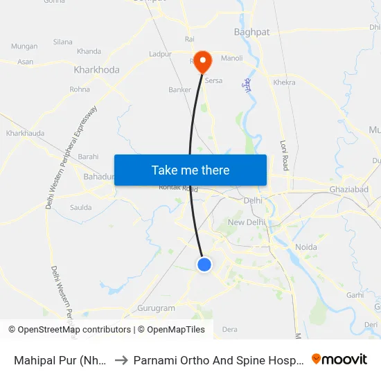 Mahipal Pur (Nh-8) to Parnami Ortho And Spine Hospital map