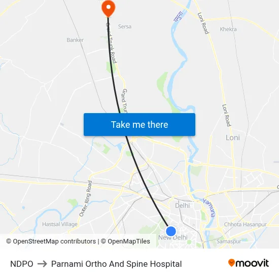 NDPO to Parnami Ortho And Spine Hospital map