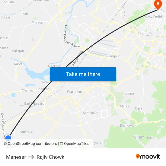 Manesar to Rajiv Chowk map