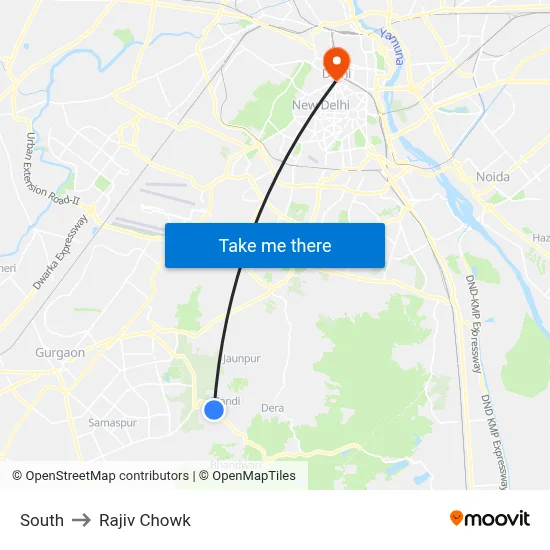 साउथ to राजीव चौक map