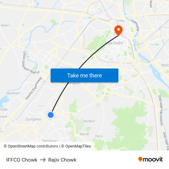 IFFCO Chowk to Rajiv Chowk map