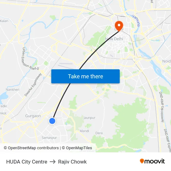 HUDA City Centre to Rajiv Chowk map