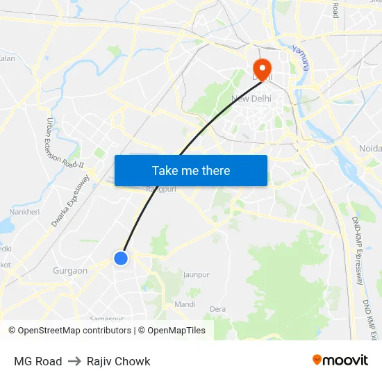 MG Road to Rajiv Chowk map