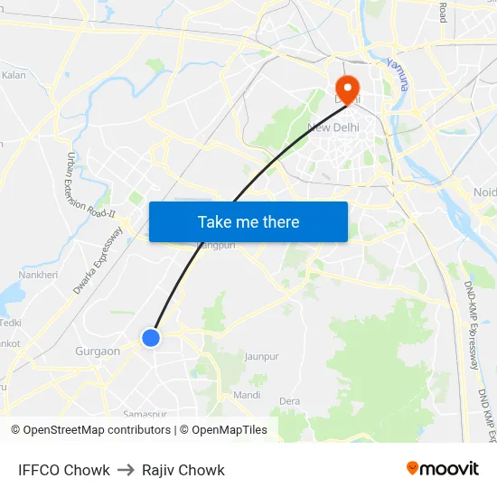 Iffco Chowk to Rajiv Chowk map