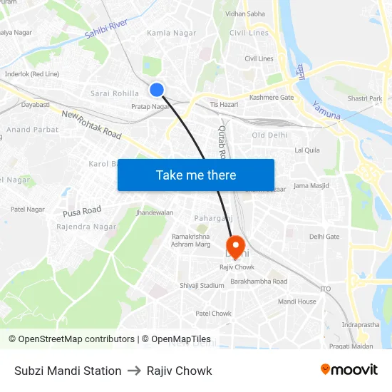 Subzi Mandi Station to Rajiv Chowk map