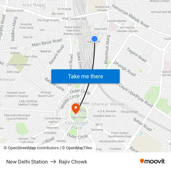 New Delhi Station to Rajiv Chowk map