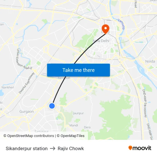 Sikanderpur station to Rajiv Chowk map
