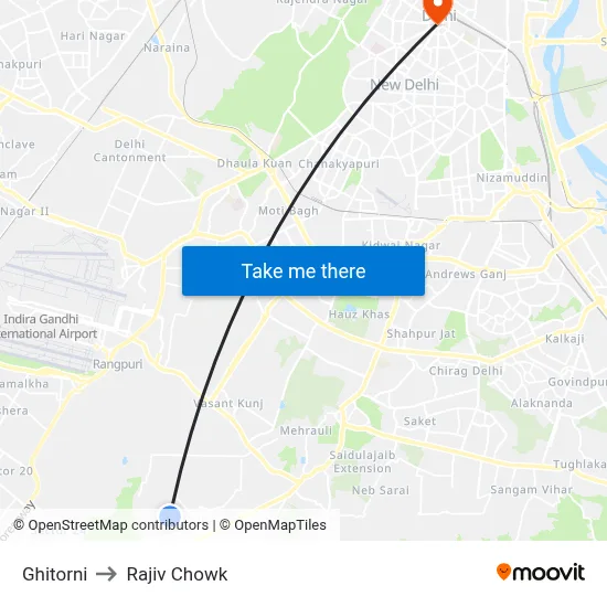 Ghitorni to Rajiv Chowk map