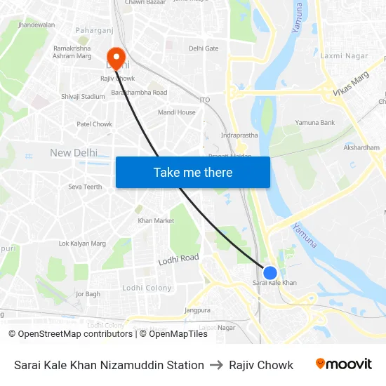 Sarai Kale Khan Nizamuddin Station to Rajiv Chowk map