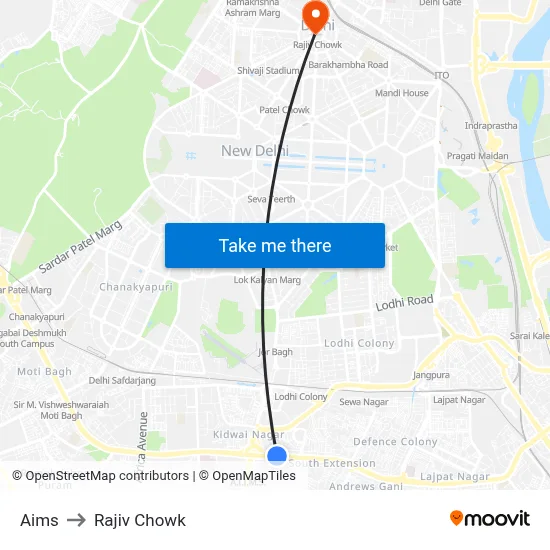 Aims to Rajiv Chowk map