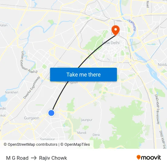 M G Road to Rajiv Chowk map