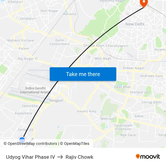 Udyog Vihar Phase IV to Rajiv Chowk map