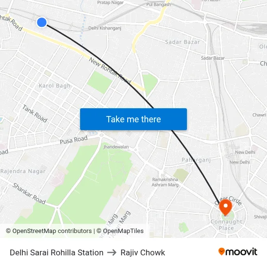 Delhi Sarai Rohilla Station to Rajiv Chowk map