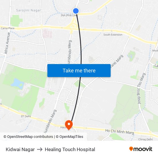 Kidwai Nagar to Healing Touch Hospital map