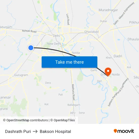 Dashrath Puri to Bakson Hospital map