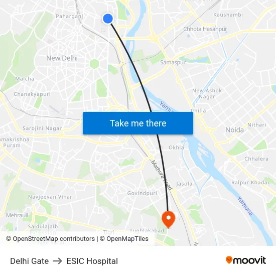 Delhi Gate to ESIC Hospital map
