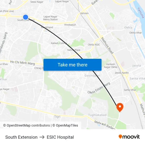 South Extension to ESIC Hospital map