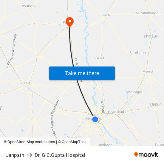 Janpath to Dr. G.C.Gupta Hospital map