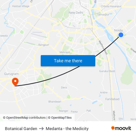 Botanical Garden to Medanta - the Medicity map