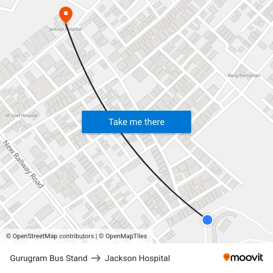Gurugram Bus Stand to Jackson Hospital map