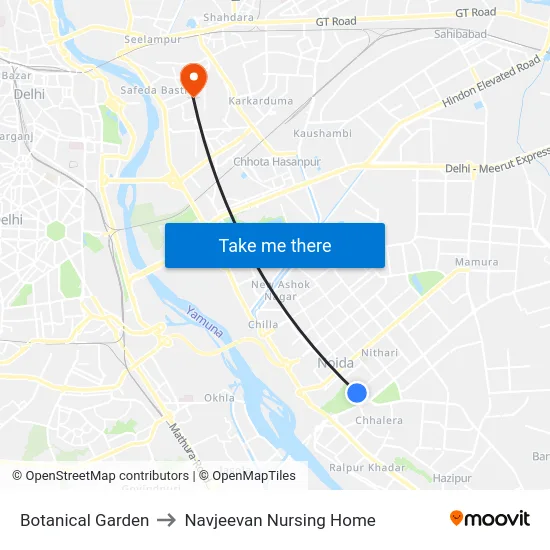 Botanical Garden to Navjeevan Nursing Home map