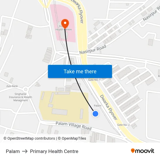 Palam to Primary Health Centre map