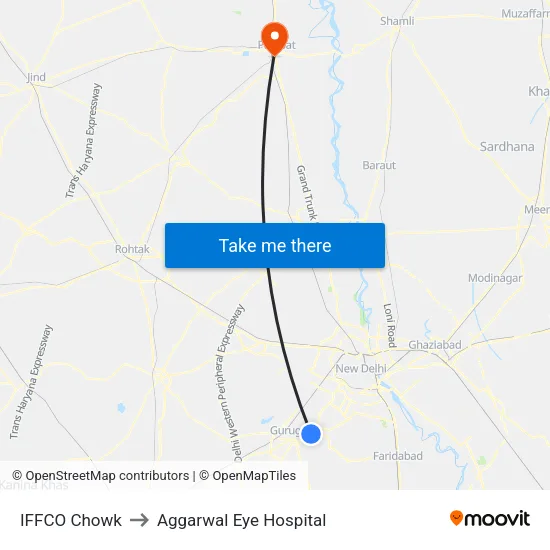IFFCO Chowk to Aggarwal Eye Hospital map