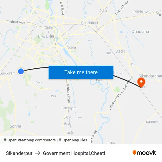 Sikanderpur to Government Hospital,Cheeti map