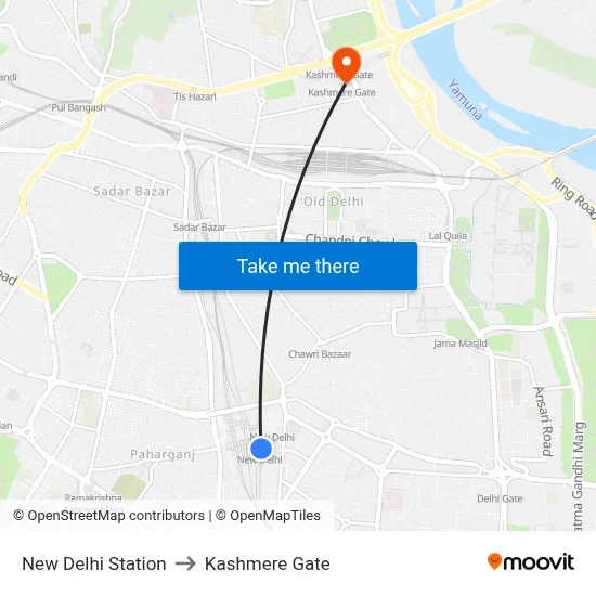 New Delhi Station to Kashmere Gate map