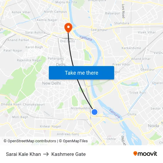 Sarai Kale Khan to Kashmere Gate map