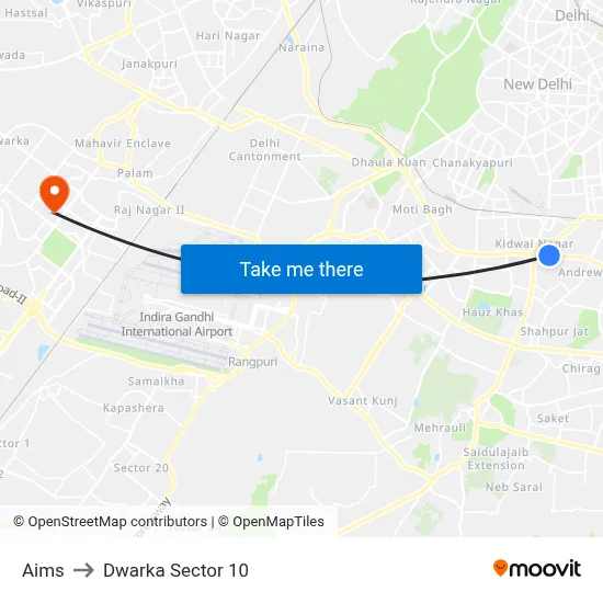 Aims to Dwarka Sector 10 map