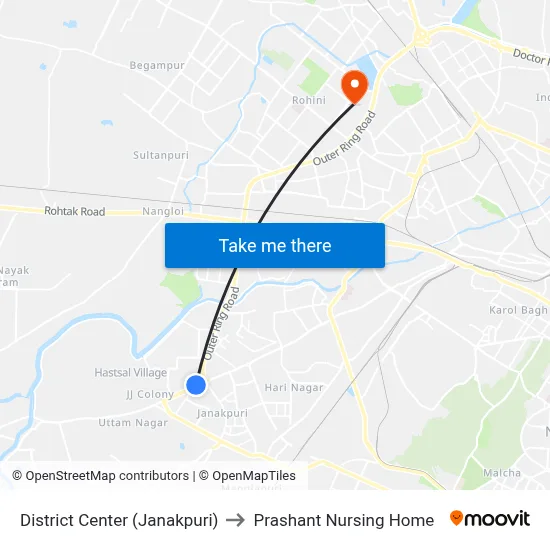District Center (Janakpuri) to Prashant Nursing Home map