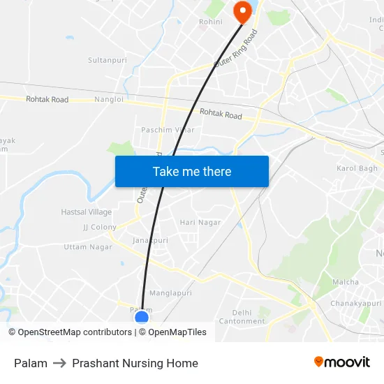 Palam to Prashant Nursing Home map
