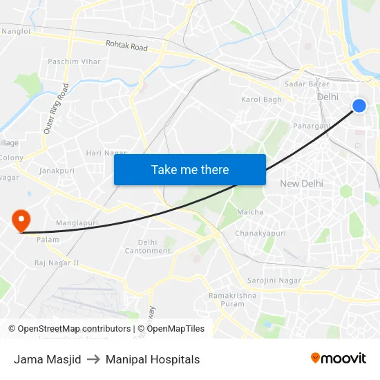Jama Masjid to Manipal Hospitals map