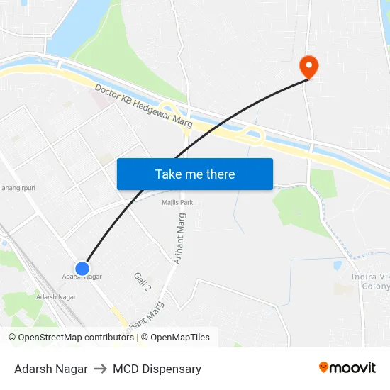आदर्श नगर to एमसीडी औषधालय map