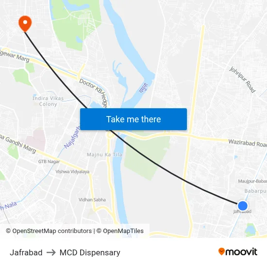 Jafrabad to MCD Dispensary map