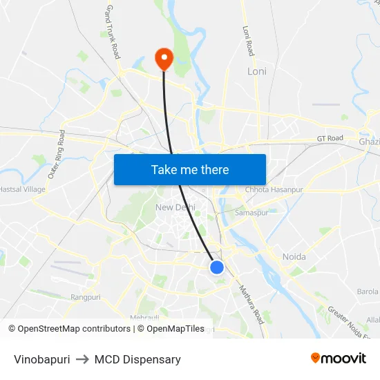 Vinobapuri to MCD Dispensary map