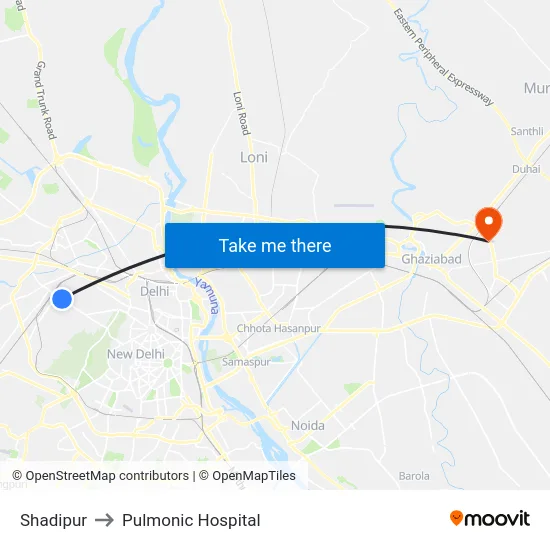 Shadipur to Pulmonic Hospital map
