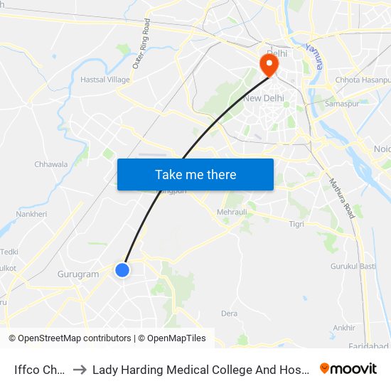 Iffco Chowk to Lady Harding Medical College And Hospital (Lhmc) map