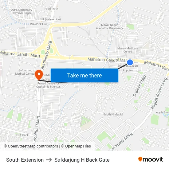 South Extension to Safdarjung H Back Gate map