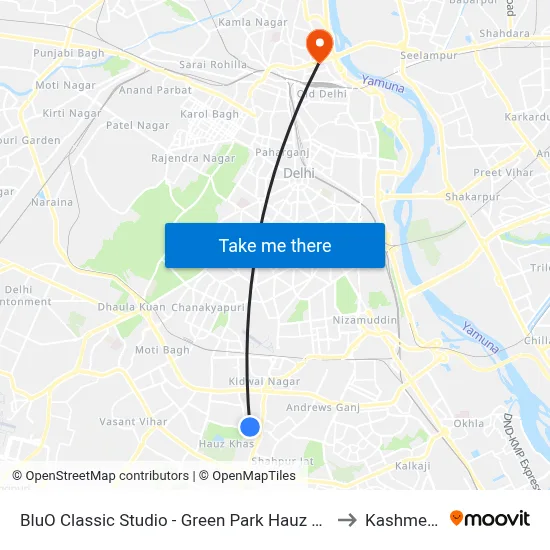 BluO Classic Studio - Green Park Hauz Khas Village, New Delhi to Kashmere Gate map