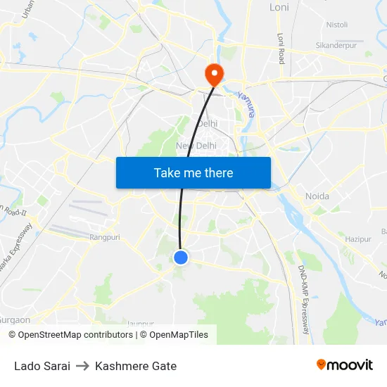 Lado Sarai to Kashmere Gate map