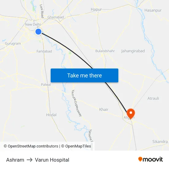 Ashram to Varun Hospital map