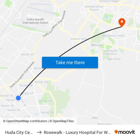 Huda City Center to Rosewalk - Luxury Hospital For Women map