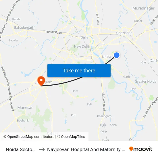 नोएडा सेक्टर 51 to नवजीवन अस्पताल एंड मैटर्निटी सेंटर map