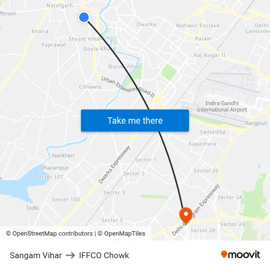 Sangam Vihar to IFFCO Chowk map