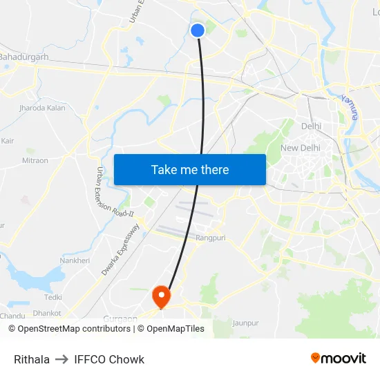 Rithala to IFFCO Chowk map