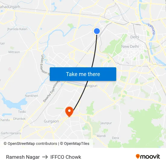 Ramesh Nagar to IFFCO Chowk map