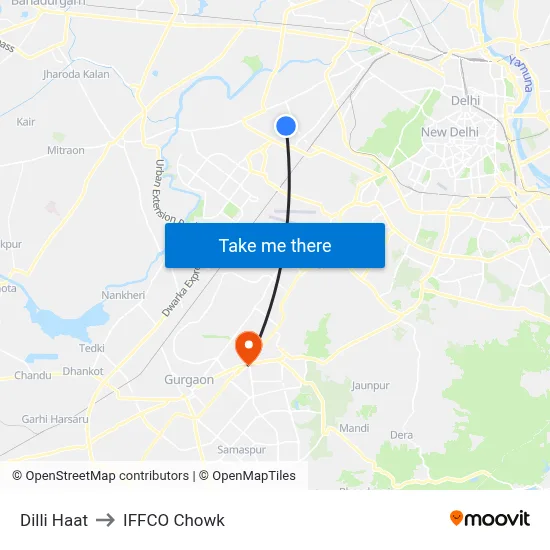 Dilli Haat to IFFCO Chowk map