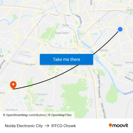 Noida Electronic City to IFFCO Chowk map